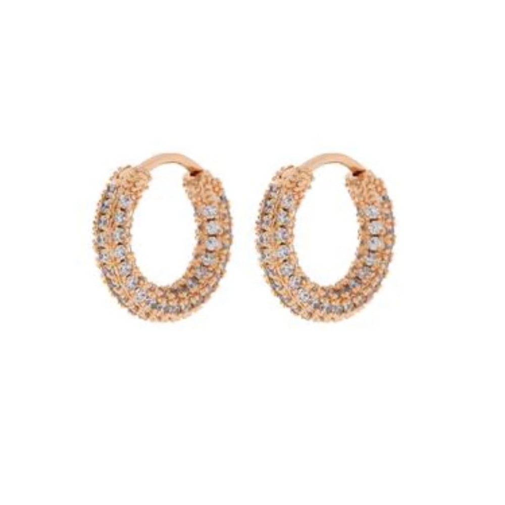 Luv Aj Baby Pave Amalfi Huggie Earrings- Rose Gold